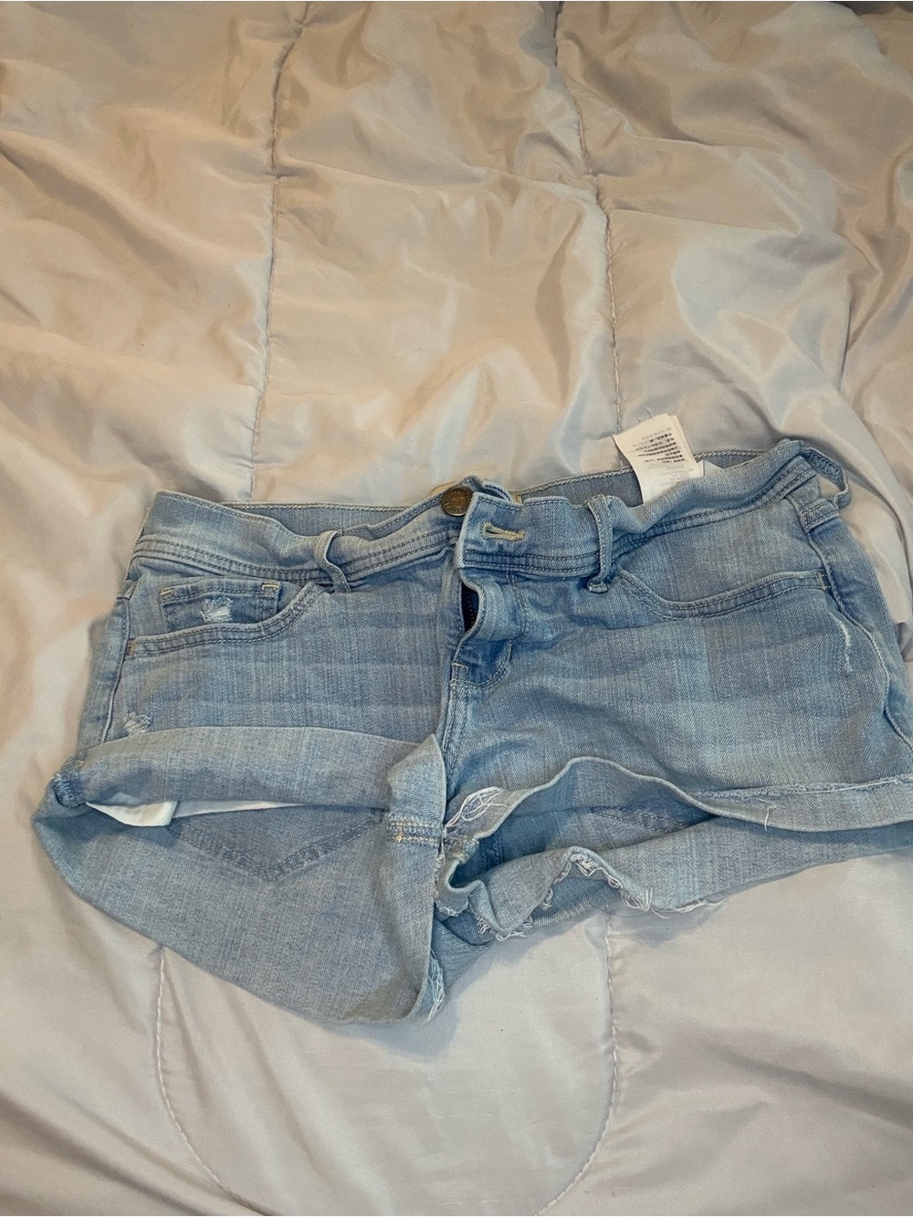 Hollister Light Blue Distressed Denim Cutoff Shorts